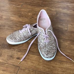 Rose gold sparkly Kate Spade Keds